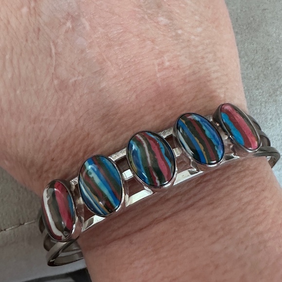 Jay King Jewelry - Rainbow Calsilica sterling silver cuff bracelet